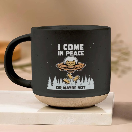 Alien Galaxy Cat Lover Come In Peace Or Maybe Not Pottery Mugs