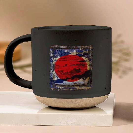 Japan Flag Red Circle Blue Mountain Collage Art 74 Pottery Mugs