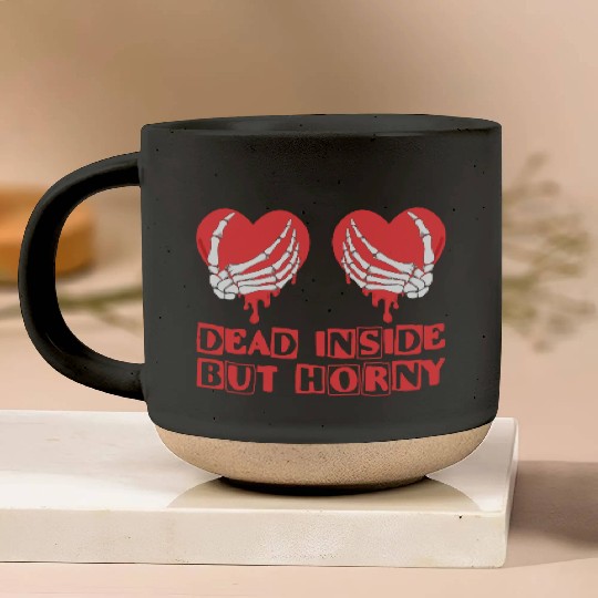 Dead Inside but horny Valentine Meme Skull Gift Pottery Mugs