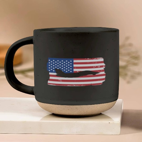 F-14 Tomcat Fighter Jet American Flag F14 Tomcat Pottery Mugs
