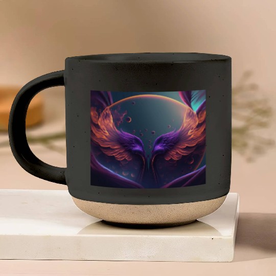 Flaming phoenix wings Pottery Mugs