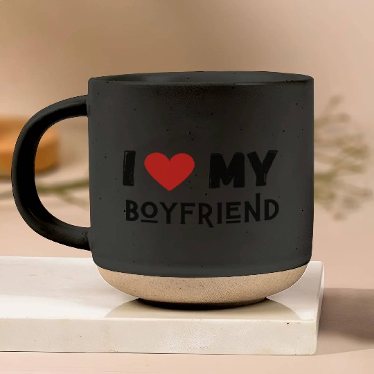 i love my boyfriend Pottery Mugs