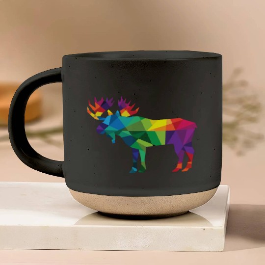 Moose Colorful Low Poly Art HUNTING Theme - Hunter Pottery Mugs