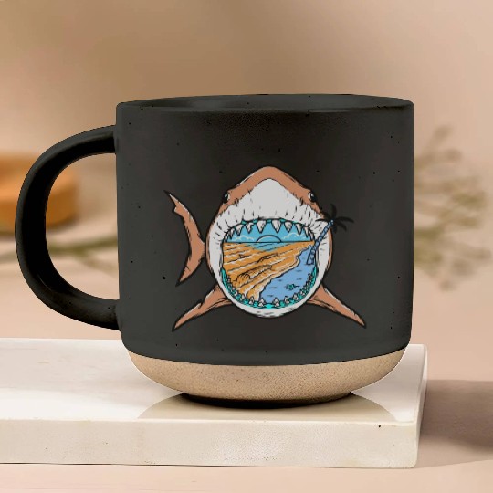 Outdoor scene in shark mouth light Pottery Mugs