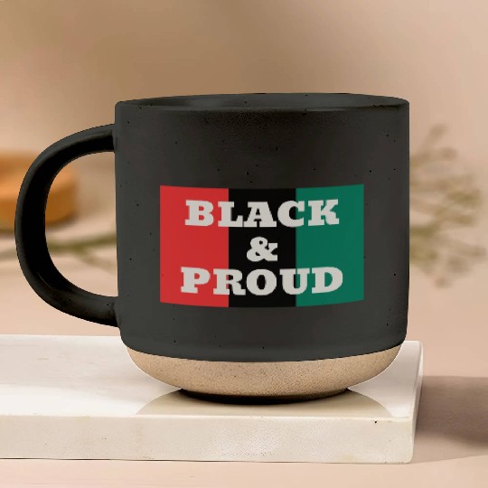Black and Proud on a Red, Black, and Green Colors Pottery Mugs