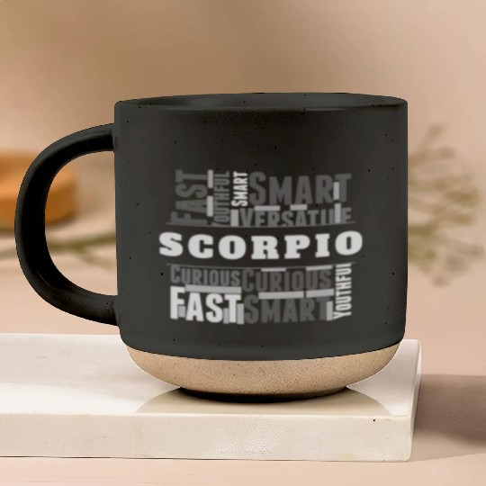 Scorpio Zodiac Star Sign Word Cloud Square Monochr Pottery Mugs