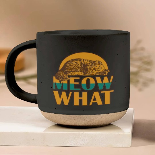 Meow What Cat Pottery Mugs