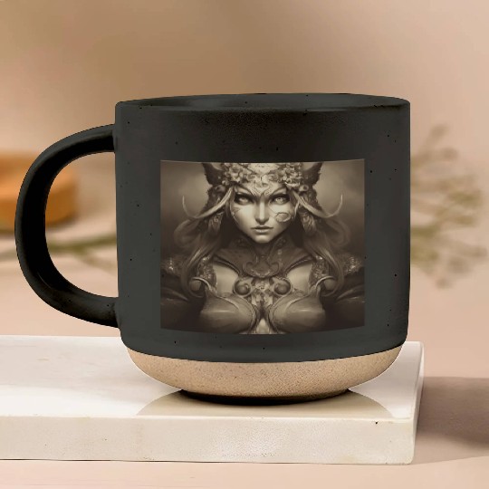 Warrior princess wearing gothic plate dark fantasy Pottery Mugs