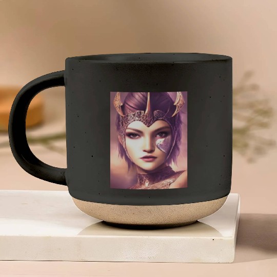 Warrior princess wearing gothic plate dark fantasy Pottery Mugs