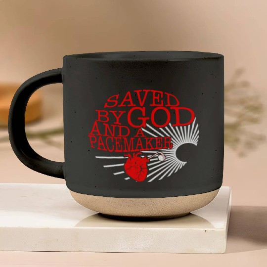 Saved By God And A Pacemaker Pottery Mugs, CHD Awareness