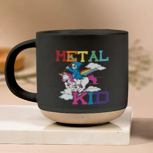 Metal Kid Music Grim Unicorn Rocker Rock Pottery Mugs
