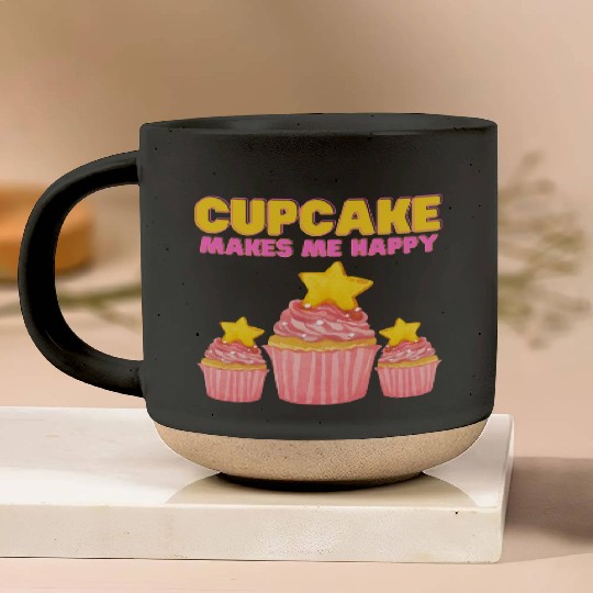 cupcake makes me happy Pottery Mugs