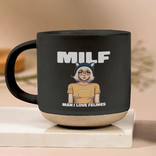 MILF Man I love Felines Funny Cat Cute Anime Girl Pottery Mugs