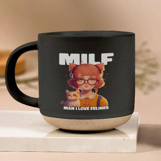 MILF Man I love Felines Funny Cat Cute Anime Girl Pottery Mugs