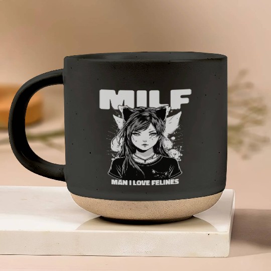 MILF Man I love Felines Funny Cat Cute Anime Girl Pottery Mugs