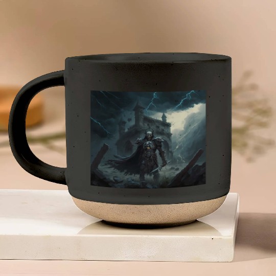 Death Knight in Thunderstorm Pottery Mugs