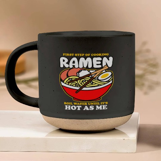 First Step Of Cooking Ramen Pottery Mugs