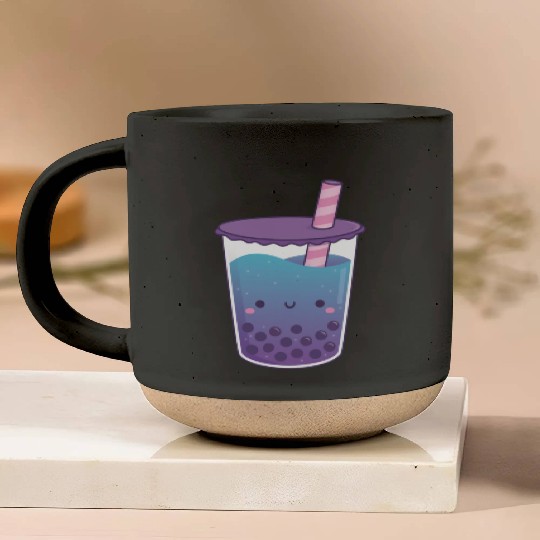 Cute Galaxy Butterfly Pea Flower Boba Tea Doodle Pottery Mugs