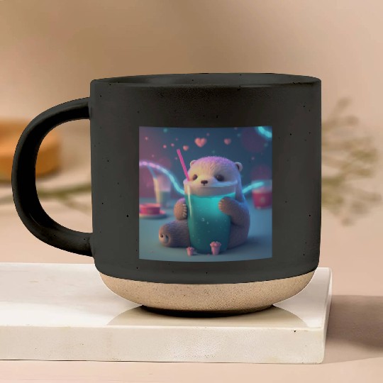 Kawaii Otter Pet Otter Drinking Boba Tea Pottery Mugs