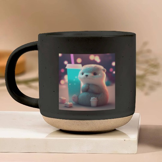 Kawaii Otter Pet Otter Drinking Boba Tea Pottery Mugs