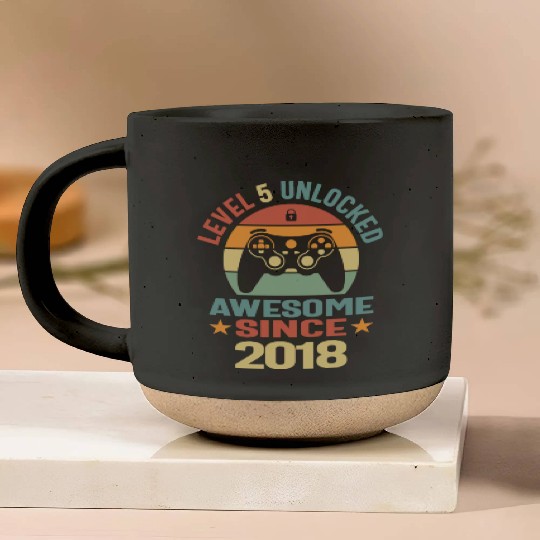 Level 5 Unlocked Awesome 2018 Video Gamer 5th Pottery Mugs