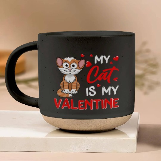 My Cat Is My Valentine Funny Cat Dad Cat Mom Pottery Mugs