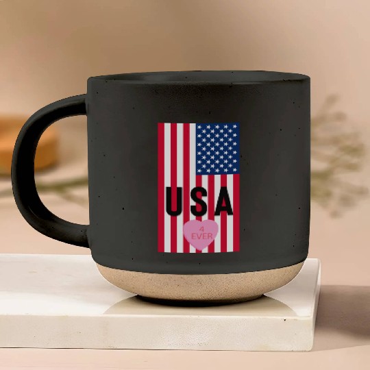 USA Stars and Stripes Pottery Mugs
