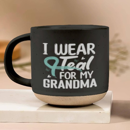 I Wear Teal For My Grandma Cervical Cancer Pottery Mugs