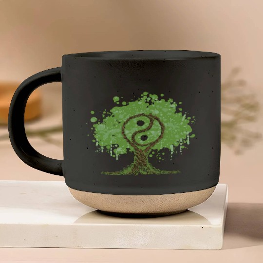 Ying Yang Tree of Life Pottery Mugs