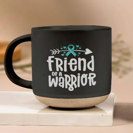 Friend Of A Warrior Support Team Ovarian Cancer Pottery Mugs