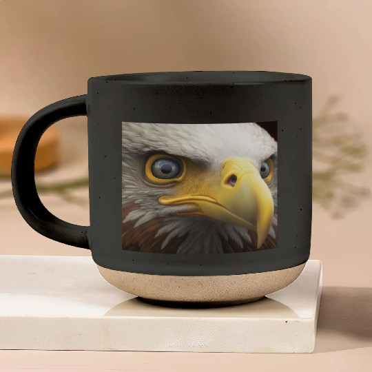 bald eagle eyes hyper realistic hyper details Pottery Mugs