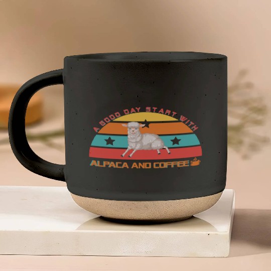 Alpaca and coffee Pottery Mugs