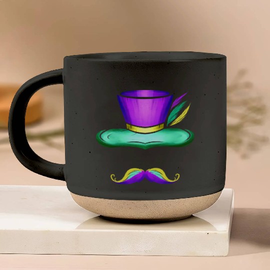 Hat And Mustache For Mardi Gras Pottery Mugs