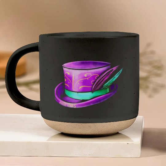 Purple Hat Cylinder For Mardi Gras Pottery Mugs