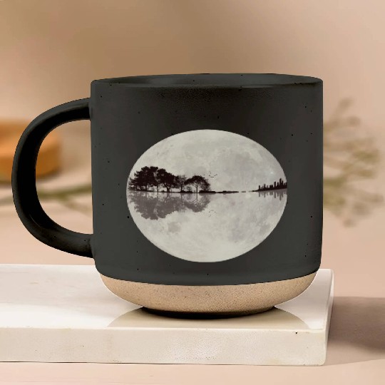 Moon Light Guitar Nature Design Pottery Mugs