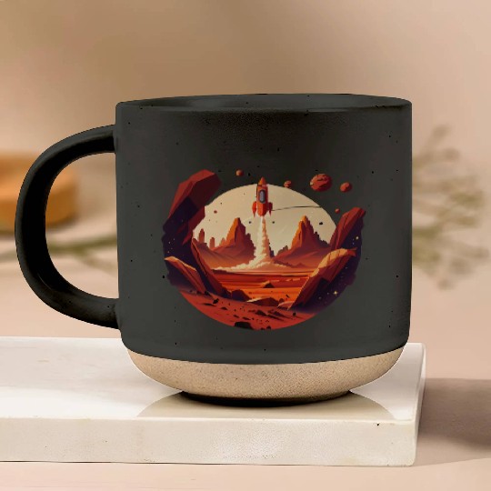 Vintage Space Science Mars Fiction Geek Solar Pottery Mugs