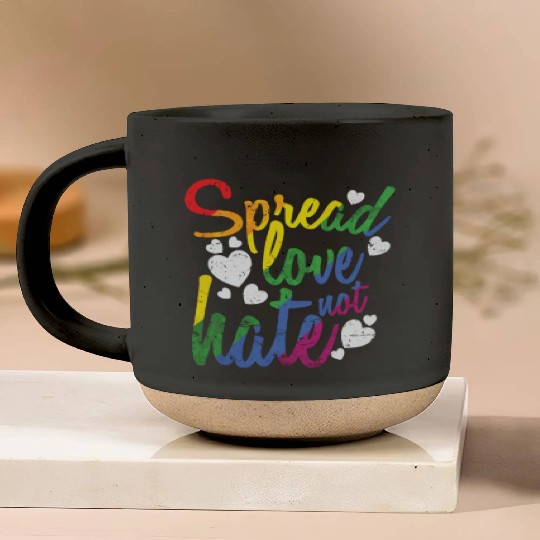 Spread Love not hate LGBT Rainbow Pottery Mugs