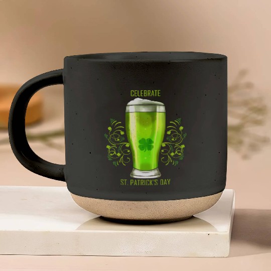 Glass Of Green Beer To Celebrate St Patricks Day Pottery Mugs