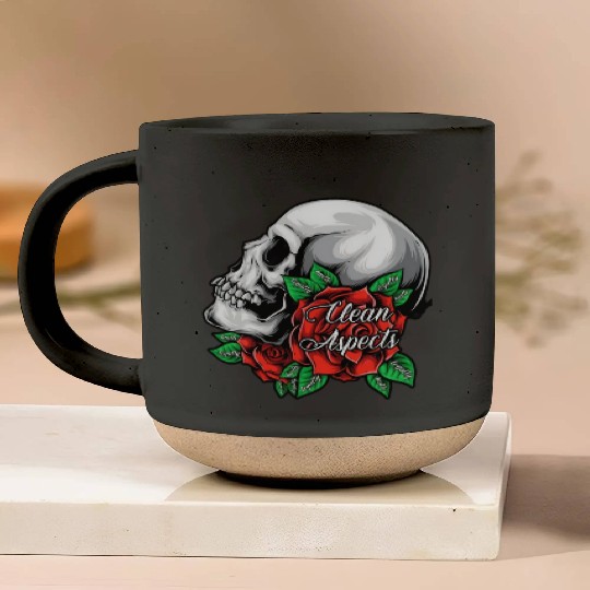 CA SKULL AND ROSES Pottery Mugs