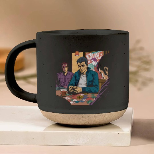 Cool Poker Fans Retro Comic Style Poker Player Pottery Mugs