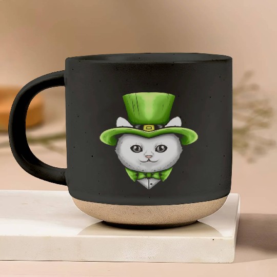 Cute Kawaii Cat With Leprechauns Hat On St Pottery Mugs