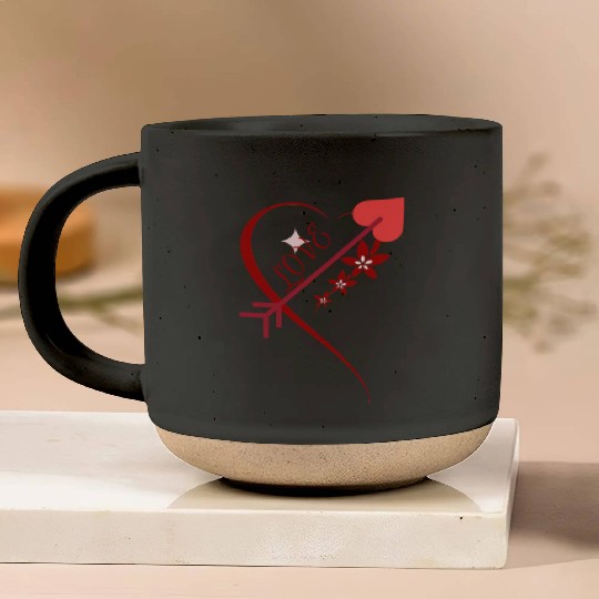 Red floral cupid arrows heart Valentine's day Pottery Mugs