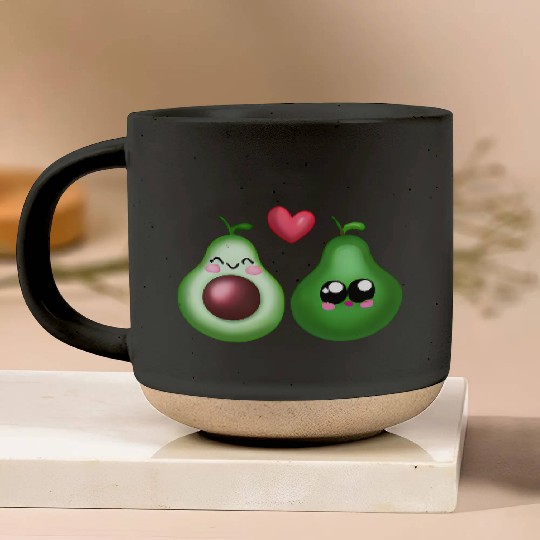Avocado Love - Cute Couple Design Pottery Mugs