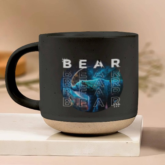 Midnight Roar: A Bear's Lunar Adventure Pottery Mugs