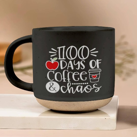 100 Days Of Coffee Chaos Teacher Happy 100 Days Of Pottery Mugs