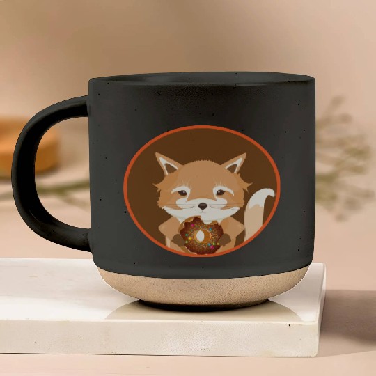magical little fox with delicious donut Pottery Mugs