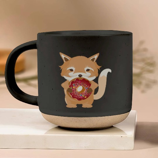 magical little fox with delicious donut Pottery Mugs