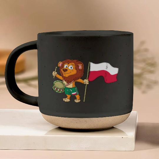 Lion with the Poland flag Pottery Mugs