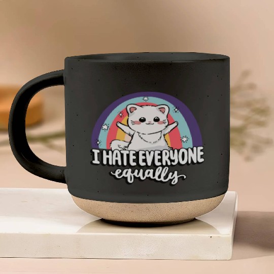 I Hate Everyone Equally Cute Cat People Hater Fur Pottery Mugs