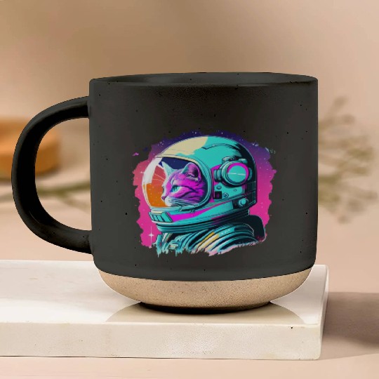 Aesthetic Vaporwave Space Cat 80s 90s Astronaut Pottery Mugs